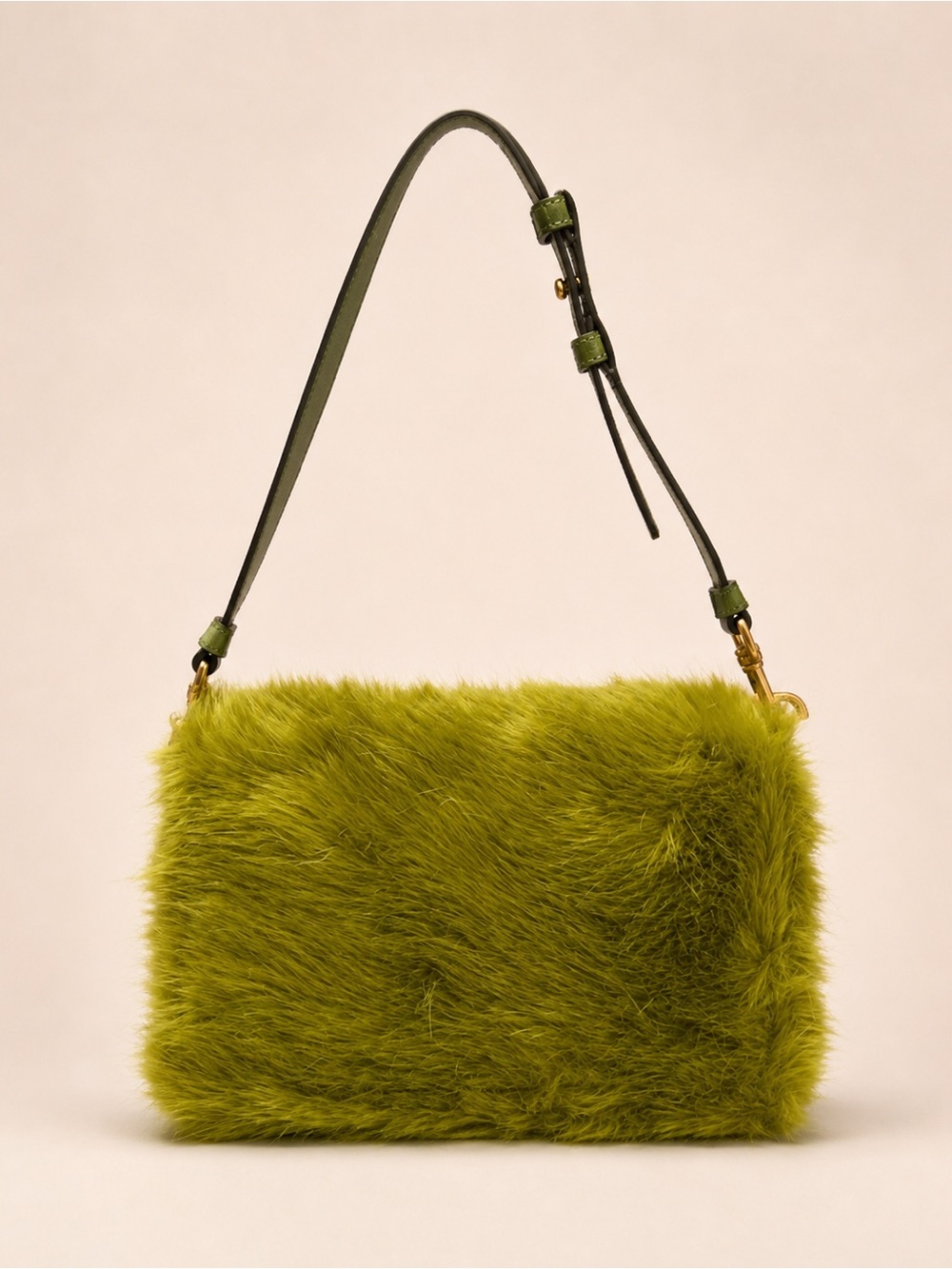 Tory Burch Chelsea Faux Fur Convertible Crossbody Shoulder Bag Chartreuse Green - Picture 3 of 10